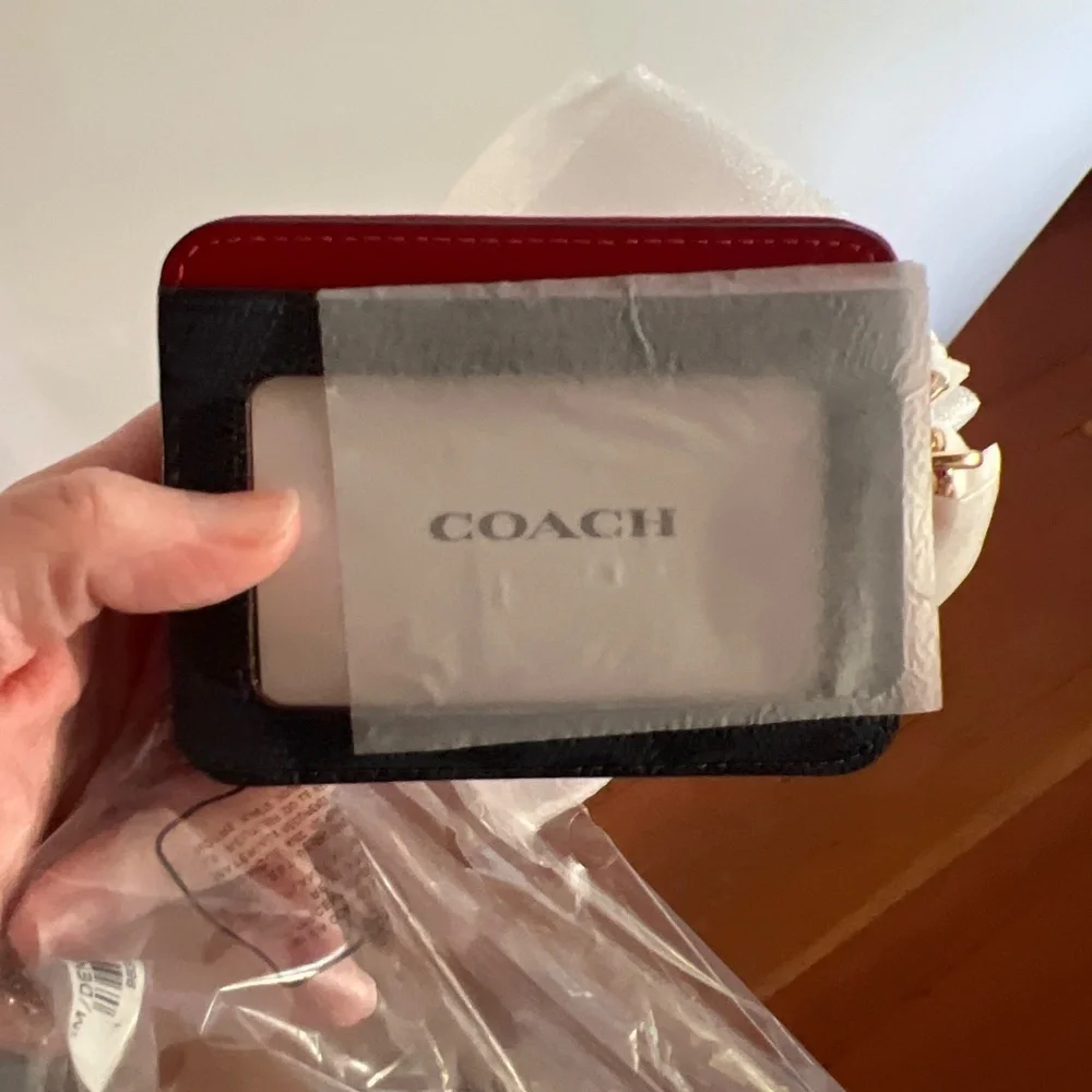 COACH Zip Id Card Case Cardholder Card Wallet w Chain CW883 AUTHENTIC NWT - Picture 5 of 5